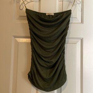 Ruched Tube top in Forest Green